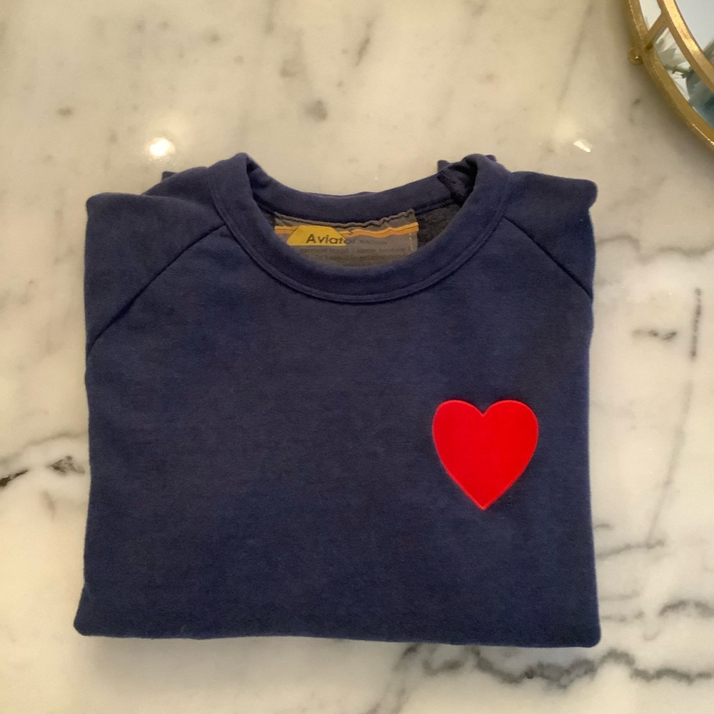 Aviator Nation Heart Embroidery Crew Sweatshirt